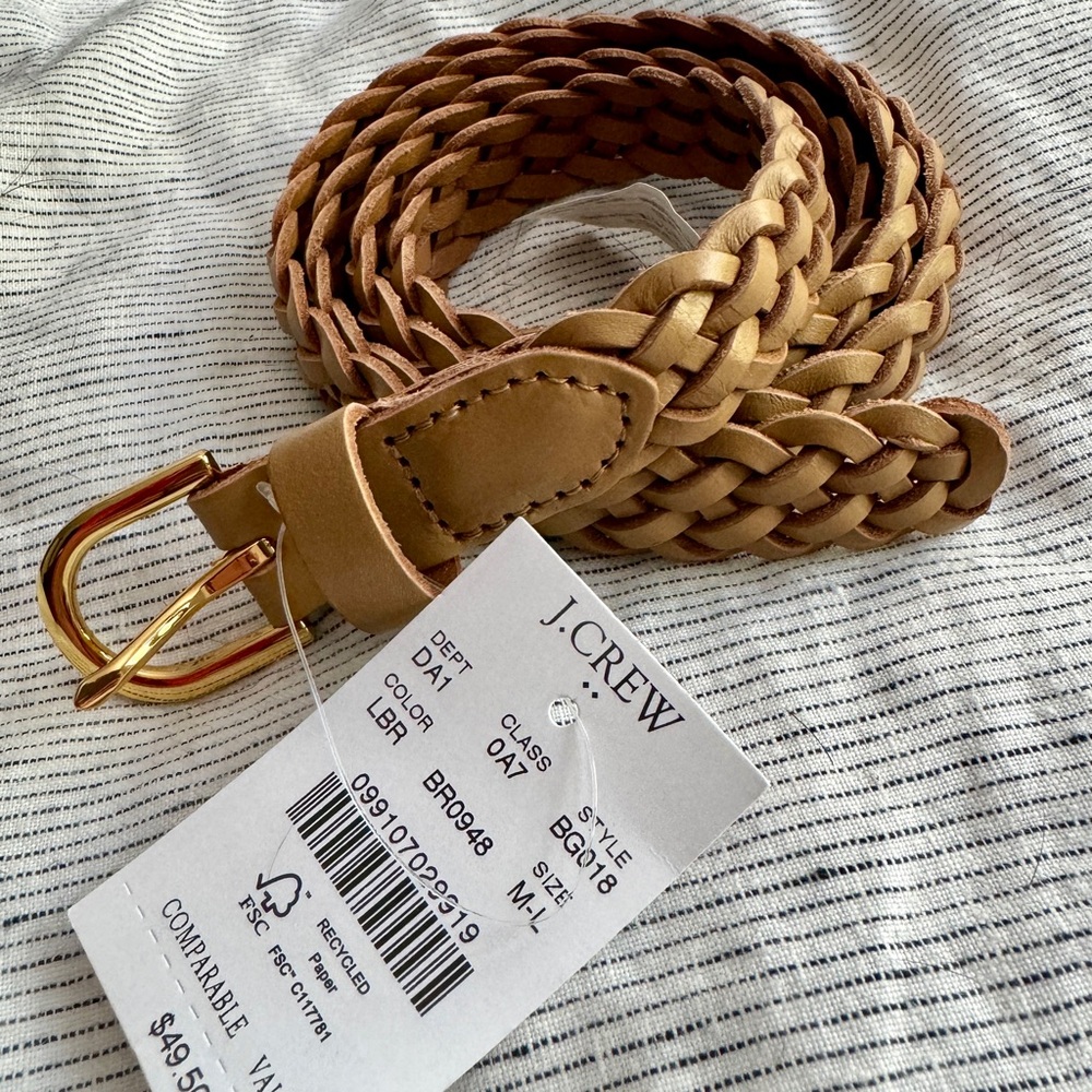 J. Crew Skinny Braided Leather Belt
